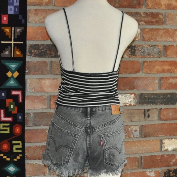 Brandy Melville Black & White Striped Tank Top O/S - Picture 4 of 6